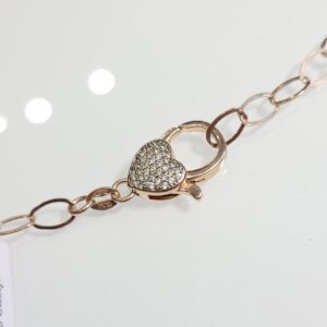 Srebrny naszyjnik, srebro złocone 0,925 serce cyrkonie kłódka dł. 46cm