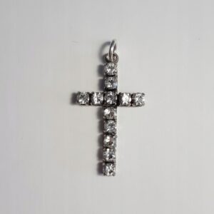 Wisiorek - krzyż krzyżyk - posrebrzany cyrkonie