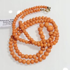 Naszyjnik koral naturalny stopniowane kulki 15,2g