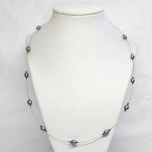 Naszyjnik z ciemnymi perłami hodowanymi, srebro 0,925