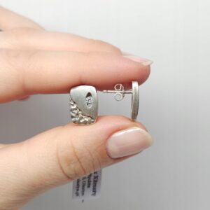 Srebrne kolczyki z cyrkoniami, srebro 0,925 sztyfty, satynowe