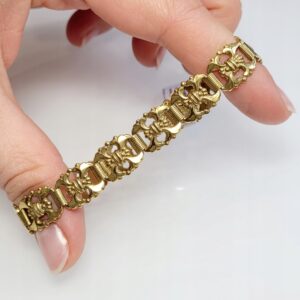 Pozłacana ażurowa bransoletka, początek XX w. ozdobny ornament 18,4cm