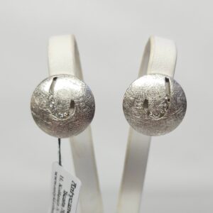 Srebrne okrągłe kolczyki szczotkowane z cyrkoniami, srebro 0,925 sztyfty