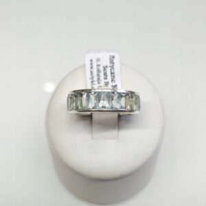 Srebrny pierścionek z błękitnymi kamieniami, srebro 0,925 r. 14