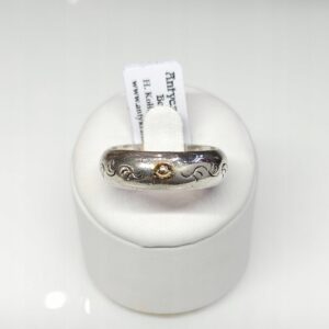 Srebrna obrączka ze złotą kulką, srebro 0,925, złoto 0,750 r. 21