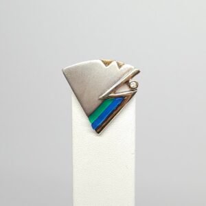 Srebrny, geometryczny wisiorek ze szkłem barwionym, srebro 0,925