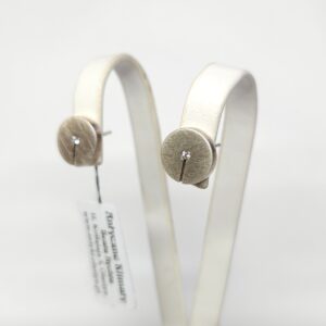 Srebrne modernistyczne kolczyki z cyrkoniami, srebro 0,925 sztyfty