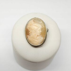 Broszka - wisiorek kamea w muszli, srebro pr. 0,800, broszo-wisior