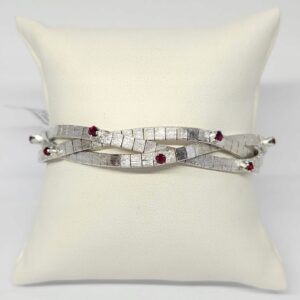 Srebrna bransoletka z czerwonymi kamieniami, srebro rod. 0,800 obw. 18,4cm