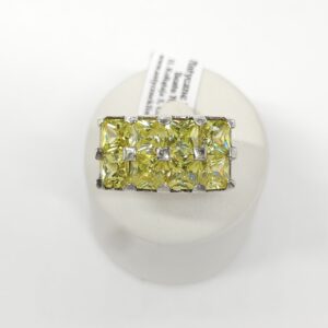 Duży srebrny pierścionek z żółtymi kamieniami nat., srebro 0,925 roz. 27