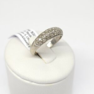 Złoty pierścionek z diamentami, białe złoto pr. 0,585 roz. 14