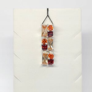 Srebrny wisiorek z kamieniami nat., srebro 0,925 pomarańczowy, czerwony