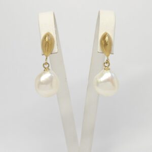 Pozłacane kolczyki z perłami hodowanymi, srebro złocone pr. 0,925