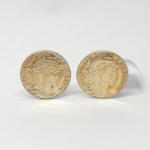 Pozłacane spinki do mankietów, monety, mosiądz złocony
