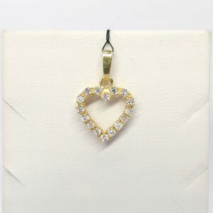 Złoty wisiorek - serce, serduszko z kamieniami naturalnymi, złoto pr. 0,585
