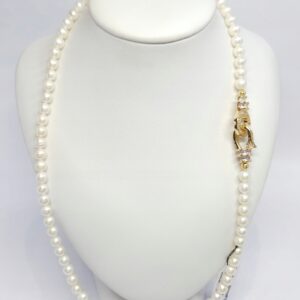 Naszyjnik - perły hodowane słodkowodne, srebro złoc. 0,925 obw. 43,5cm