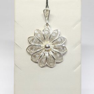 Srebrny filigranowy wisiorek, rozeta, srebro pr. 0,835 ażurowy